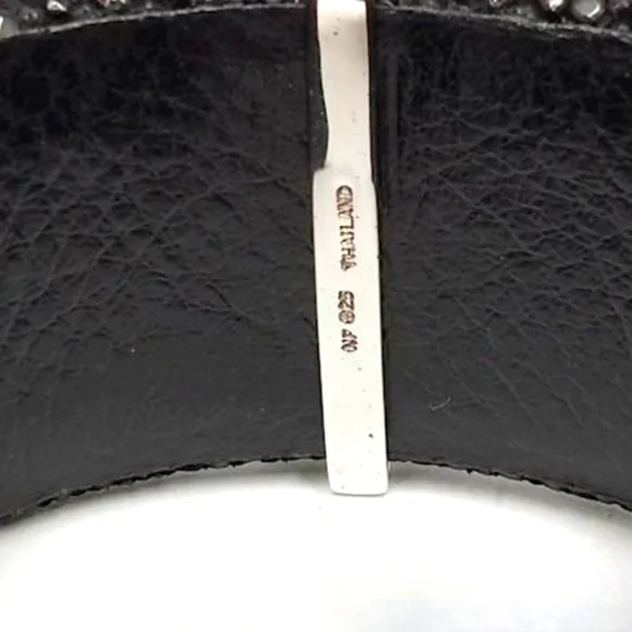 Sterling Silver Pink Sapphire & White Topaz Shagreen Cuff Bracelet - Picture 6 of 6